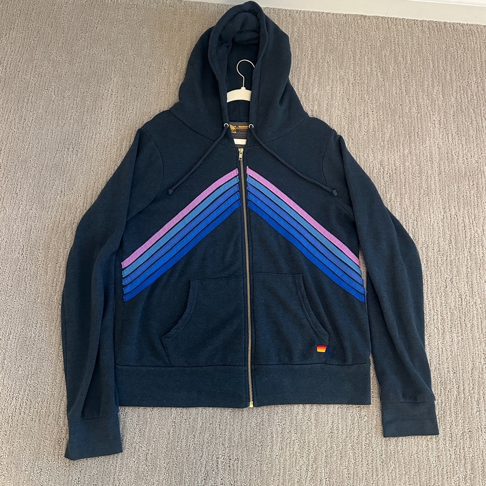 EUC  RARE Aviator Nation Mountain Stitch Chevron Stripe Hoodie. Super soft!